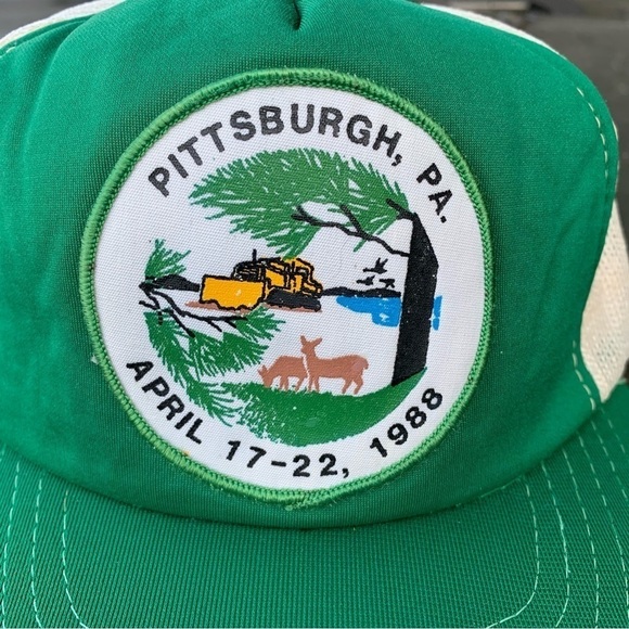 Vintage Pittsburg Pennsylvania 1988 Nature Deer Trees SnapBack Mesh Trucker Hat - Picture 2 of 6